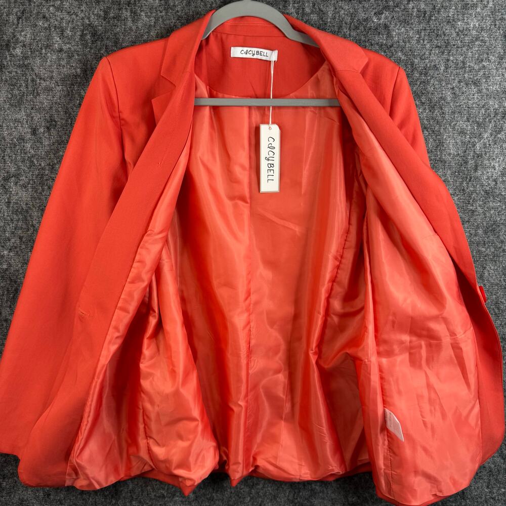 Cicy Bell Women's Tailored Blazer Jacket Orange Red Size Medium - Picture 3 of 9